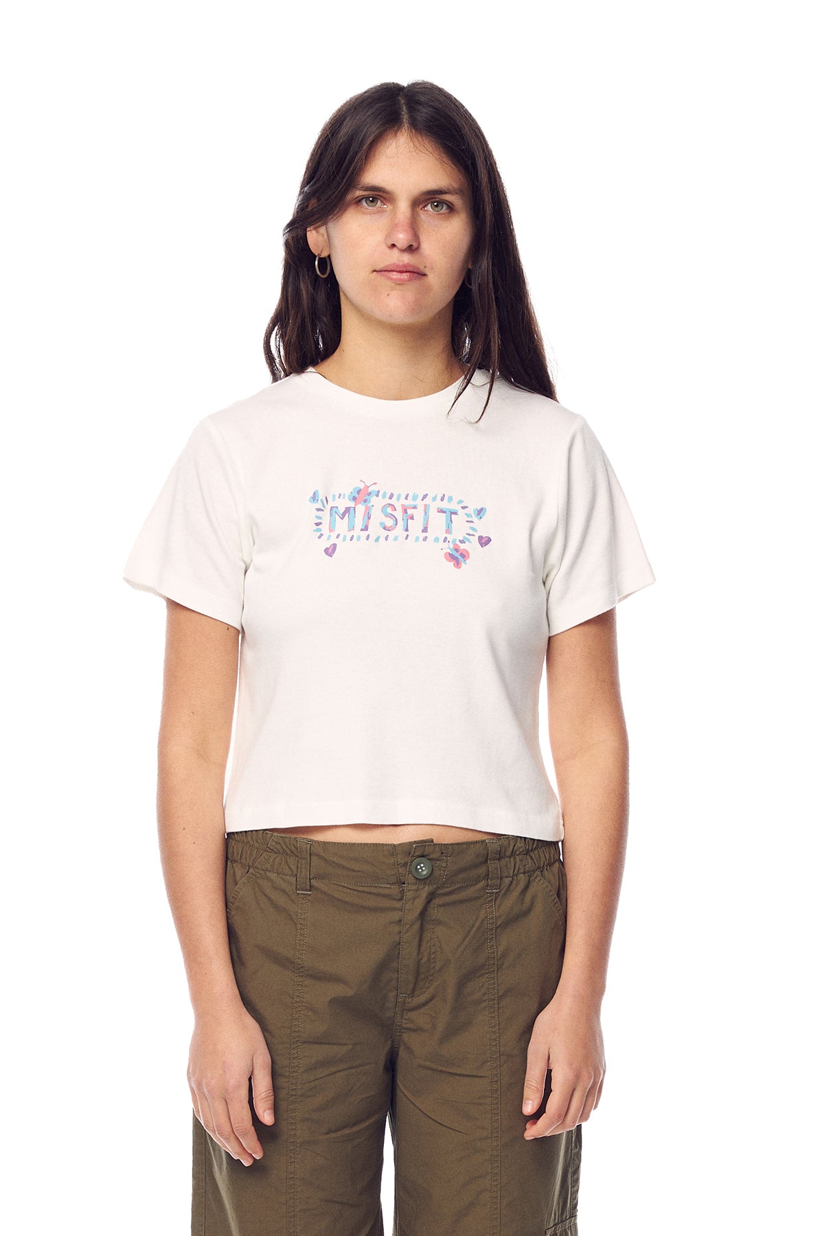 FRIENDS & STRANGERS BABY TEE - WASHED WHITE